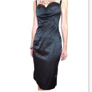 Vintage Dina Bar-El black lace sequin bustier dress